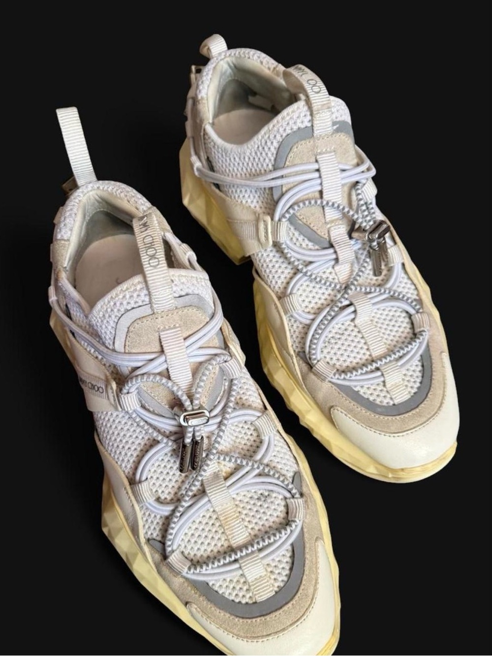 Jimmy Choo White, Cream & Gray Athletic Sneakers